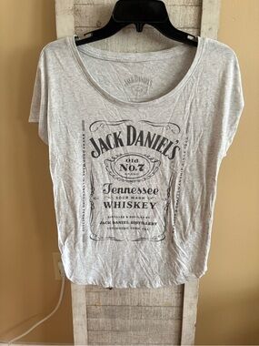 Jack Daniels Light Gray Scoop Neck Graphic Tee